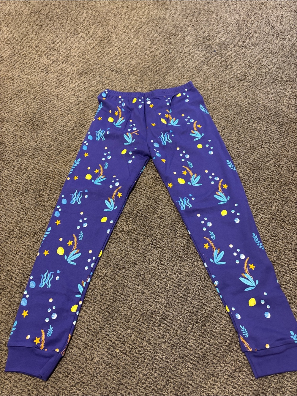 Girls' Purple Ocean Print Stretch Jogger Pants